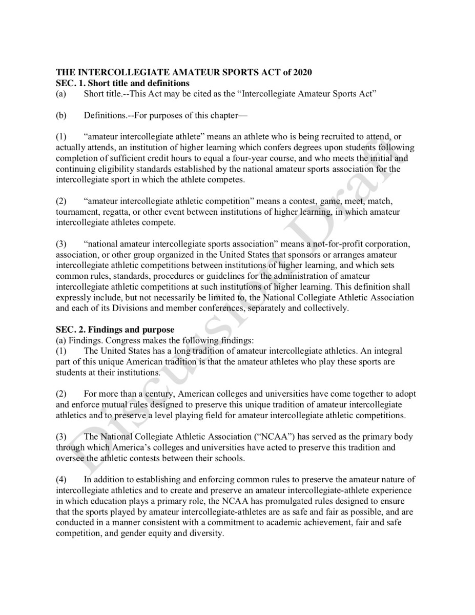 NCAA NIL Draft Language